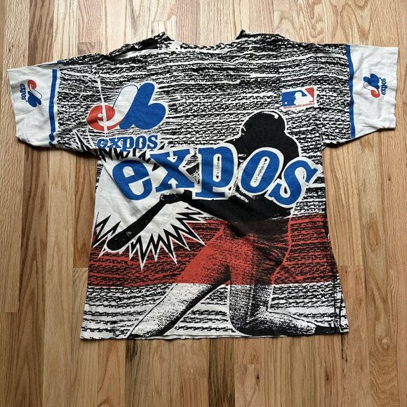 Men's Vintage 90's Magic Johnson T's Montreal Expos All Over Print T Shirt Tee M - Picture 5 of 6
